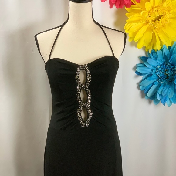 David’s Bridal Black Gown w/ Rhinestone Illusions - Picture 3 of 7